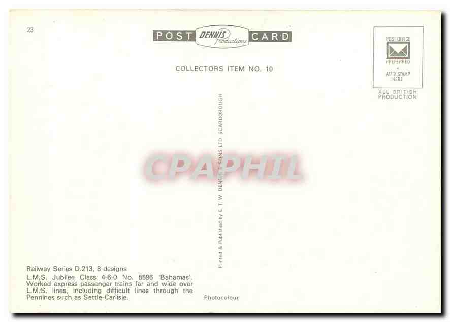 CPM LMS Jubilee Class 4 6 0 No 5596 Bahamas  — Verso