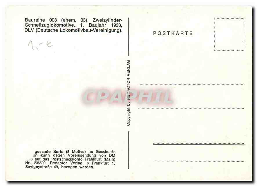 CPM Baureihe 003 Zweizylinder Schnellzuglokomotive Deutsche Lokomotivbau Vereinigung  — Verso