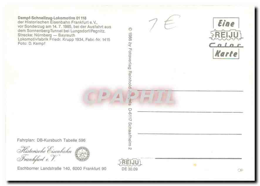 CPM Locomotive 01 118  — Verso
