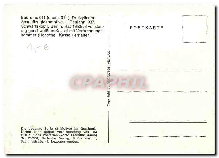 CPM Baureihe 011 Dreizylinder Schnellzuglokomotive  — Verso