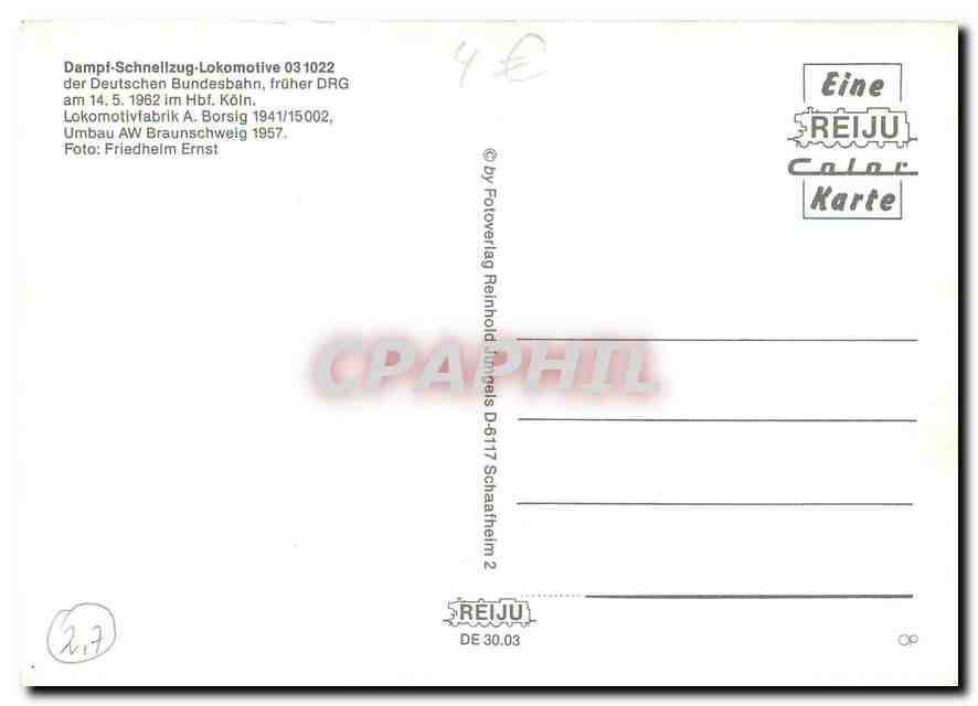 CPM Locomotive 03 1022  — Verso