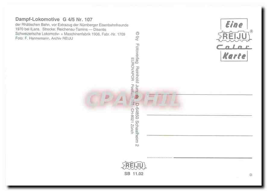 CPM Locomotive G 4 5 Nr 107  — Verso
