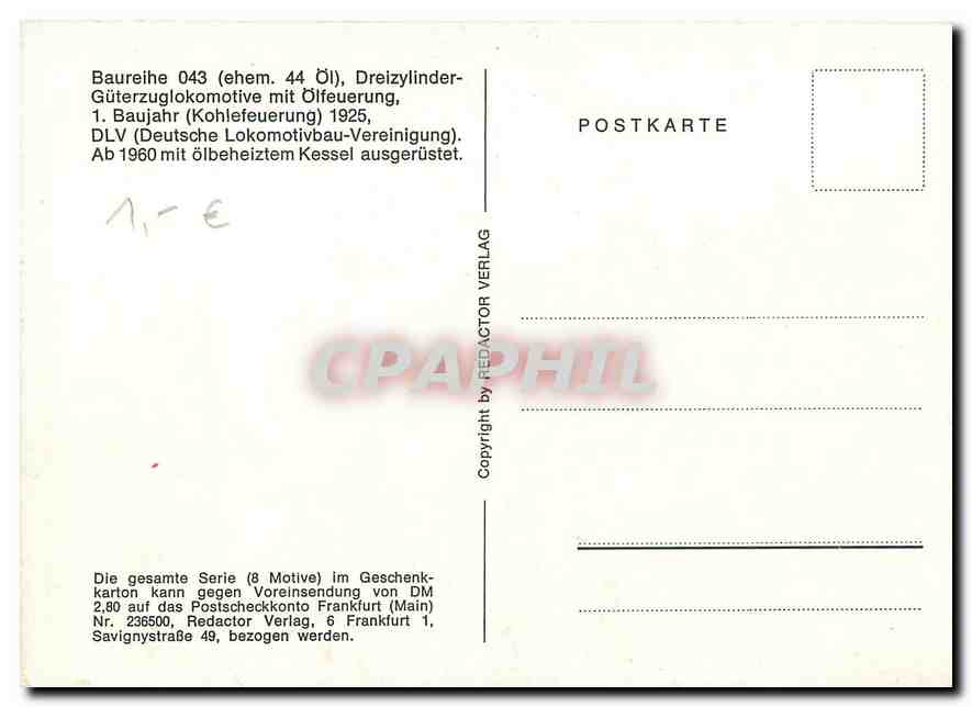 CPM Baureihe 043 Dreizylinder Guterzuglokomotive mit Olfeurung  — Verso