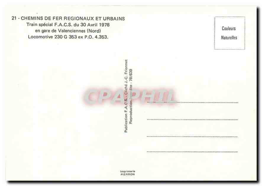 CPM Chemins de fer Regionaux et Urbains Locomotive 230 G 353  — Verso