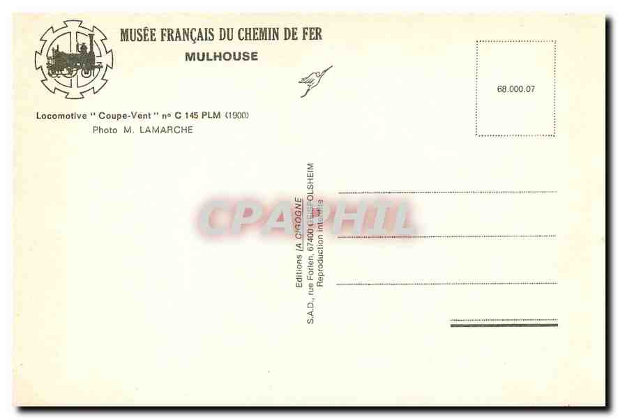 CPM Locomotive Coupe Vent n C 145 PLM  — Verso
