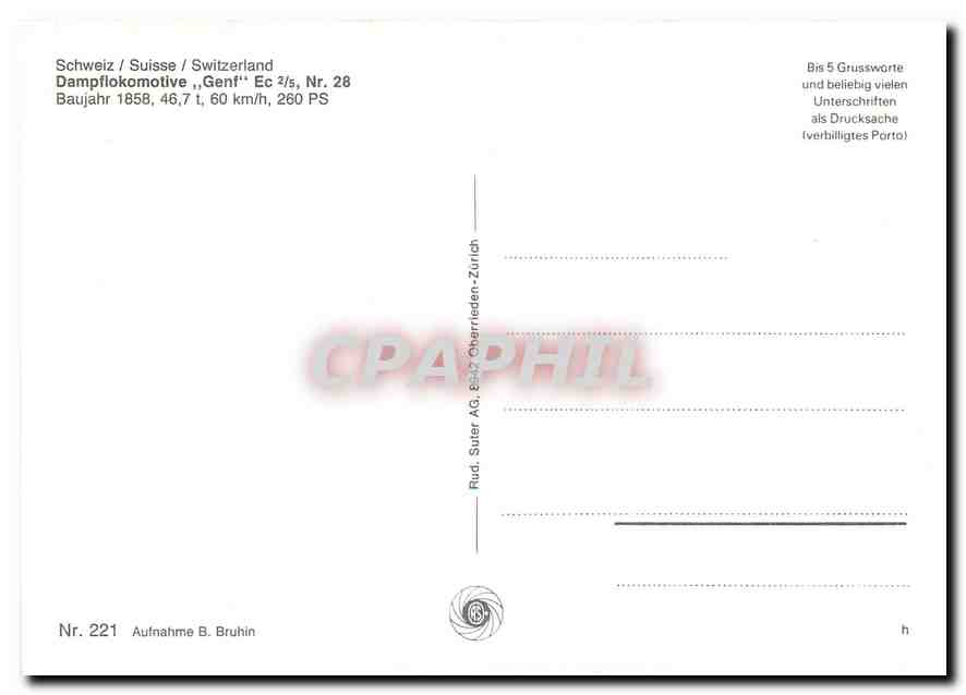 CPM Locomotive Genf Ec 2 5 Nr 28  — Verso