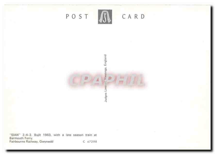 CPM Fairbourne Railway Limited Fairbourne Gwynedd  — Verso