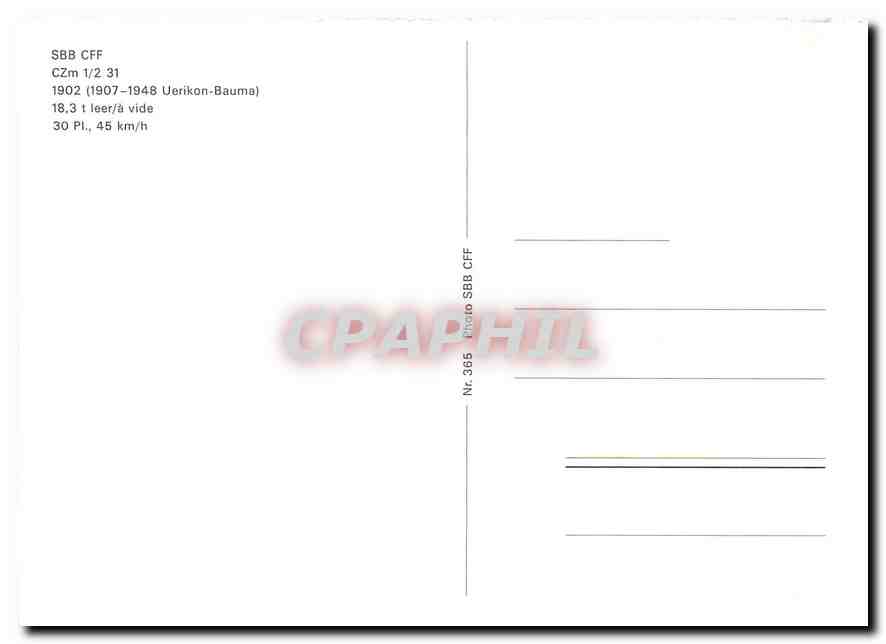 CPM Tram SBB CFF CZm 1 2 31  — Verso