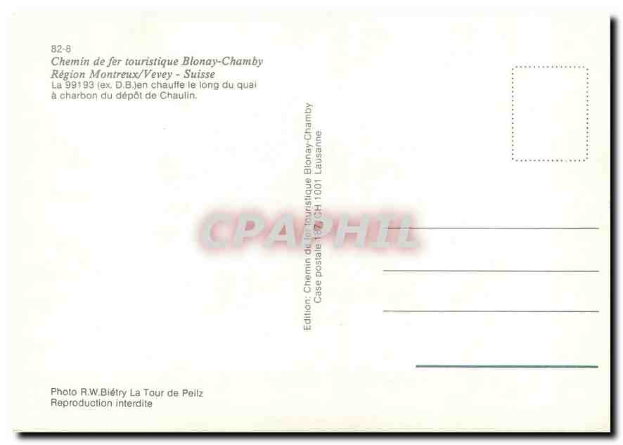 CPM Chemin de fer touristique Blonay Chamby Region Montreux Vevey Suisse La 99193  — Verso