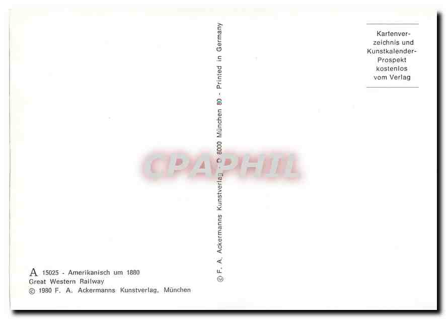 CPM A 15025 Amerikanisch um 1880 Great Western Railway  — Verso