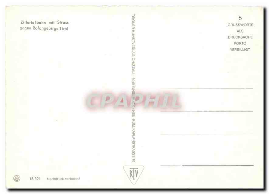 CPM Zillertal bahn mit Strass gegen Rofongebirge Tirol  — Verso
