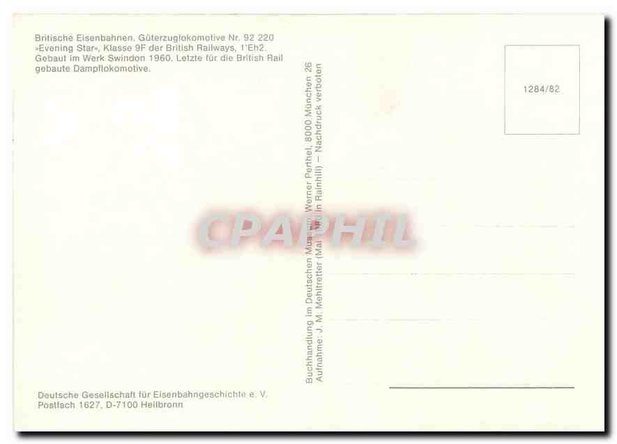 CPM Locomotive Nr 92 220 Evening Star  — Verso