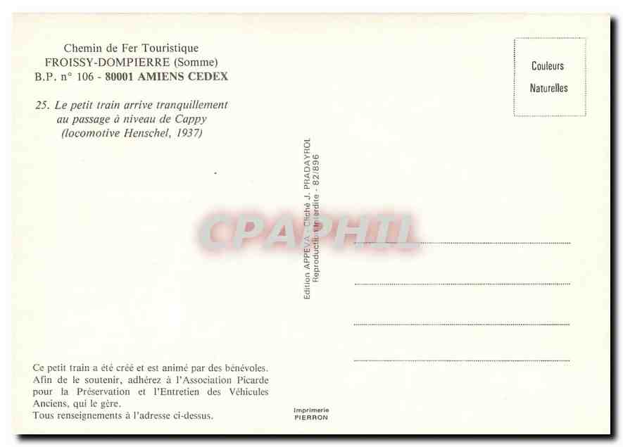 CPM Froissy Dompierre Somme BP n 106 80001 Amiens Cedex  — Verso