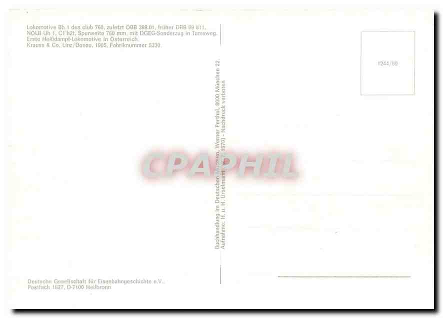 CPM Locomotive Bh 1 des club 760  — Verso