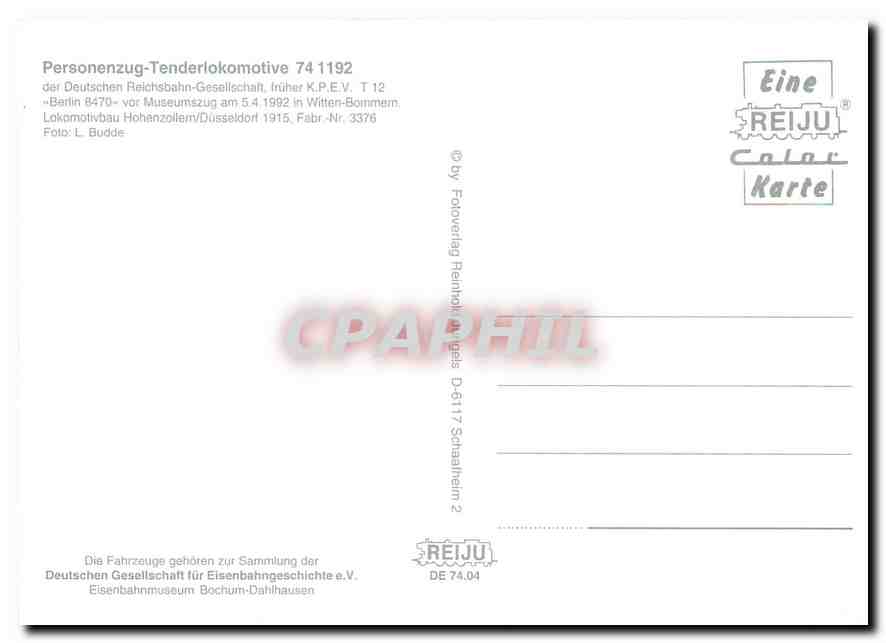CPM Locomotive 74 1129  — Verso