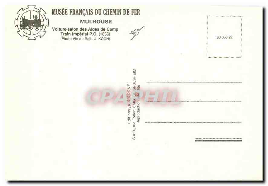 CPM Mulhouse voiture salon des Aides de Camp Train Imperial PO  — Verso