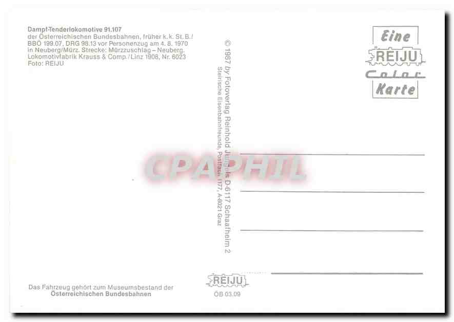 CPM Locomotive 91 107  — Verso