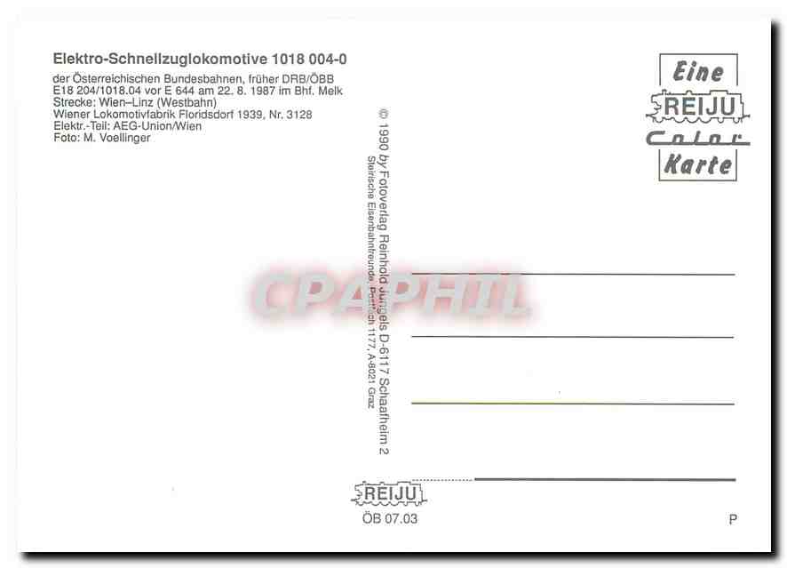 CPM Locomotive 1018 004 0  — Verso