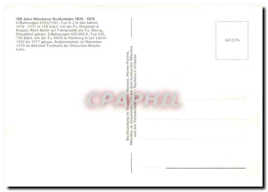 CPM U Bahnwagen 6102 7102 Type A 2  — Verso