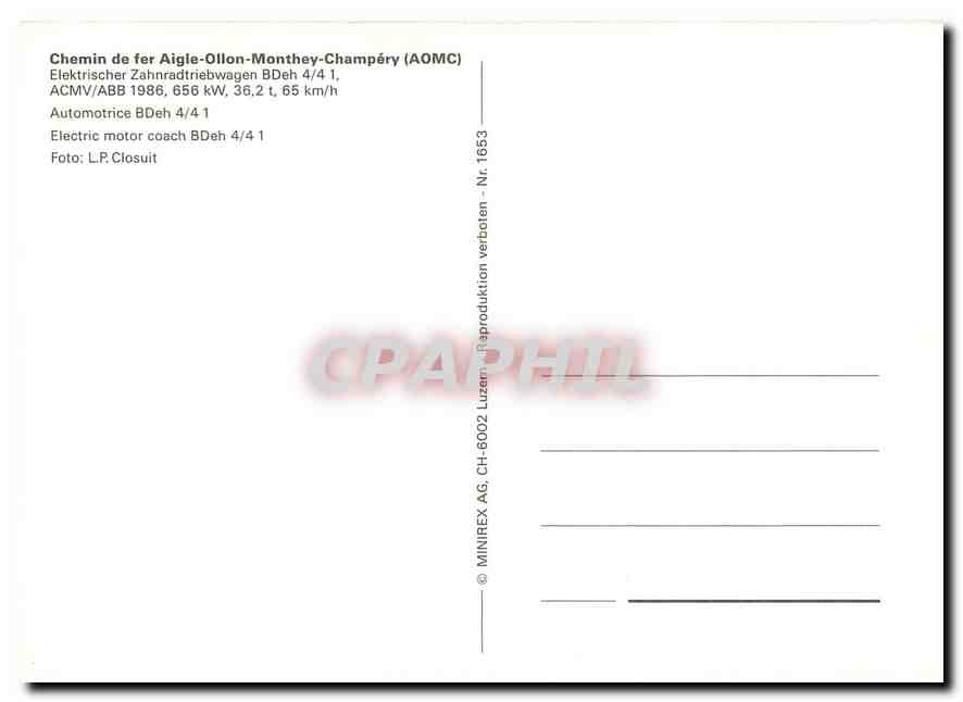 CPM Aigle Ollon Monthenay Champery Electric motor coach BDeh 4 4 1  — Verso