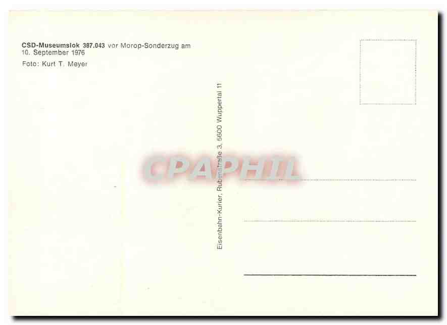CPM Locomotive CSD Museumslok 387 043 vor Morop Sonderzug  — Verso