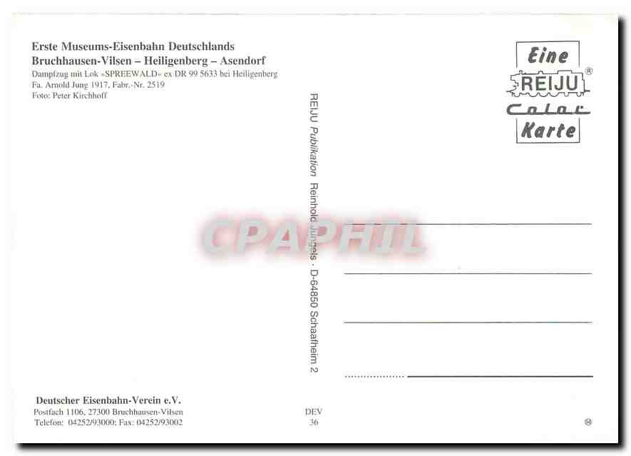 CPM Bruchhausen Vilsen Heiligenberg Asendorf Locomotive Spreewald  — Verso