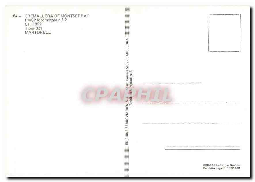 CPM Cremallera de Monserrat FMGP locomotora n 2  — Verso