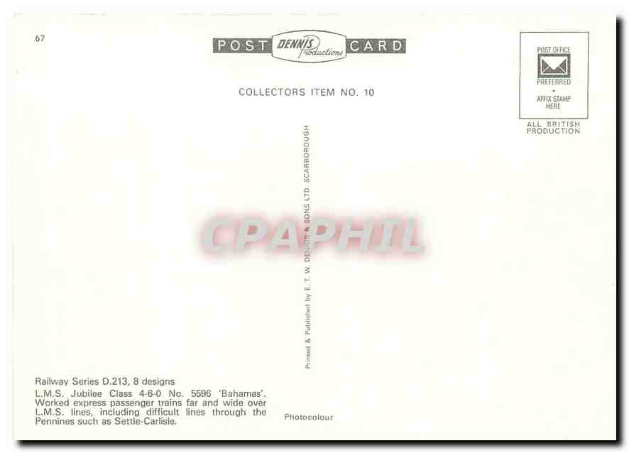 CPM LMS Jubilee Class 4 6 0 No 5596 Bahamas  — Verso