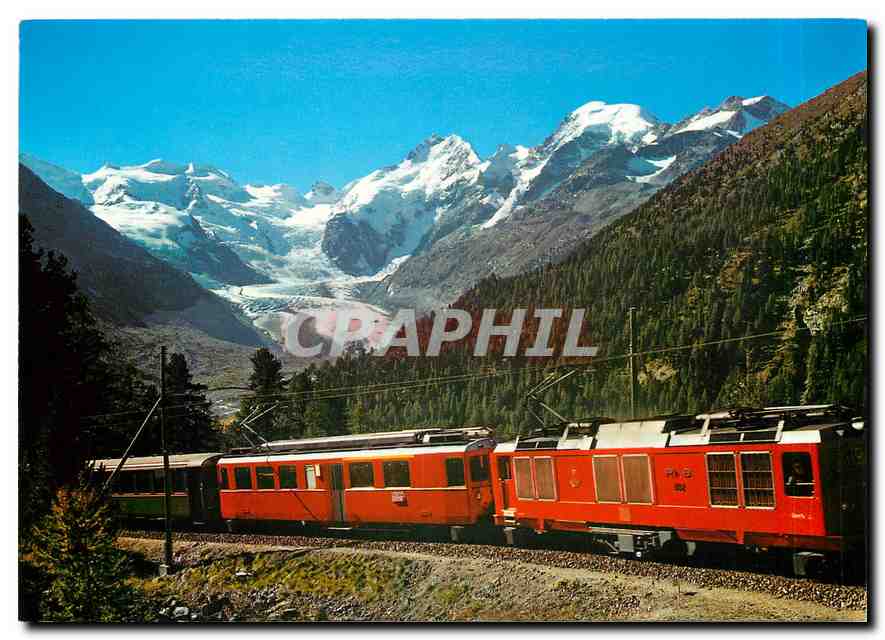 CPM Schweiz Berninabahn mit Moreratschgletscher Bellavista Piz Bernina und Piz Morteratsch 