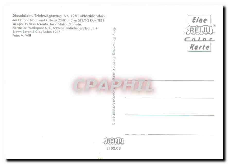 CPM Dieselelekt Triebwagenzug Nr 1981 Northlander  — Verso