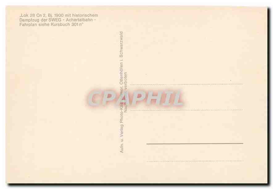 CPM Locomotive 28 Cn 2 Dampfzug der SWEG Achertalbahn  — Verso