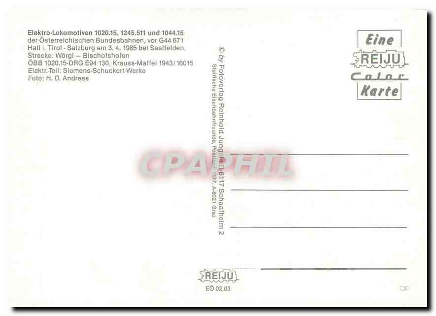 CPM Locomotive 1020 15 1245 511 und 1044 15  — Verso