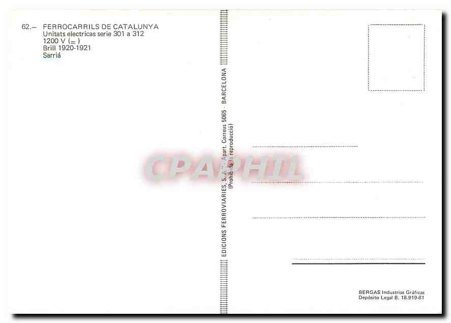 CPM Ferrocarrils de Catalunya Unitats electricas serie 301 a 312  — Verso