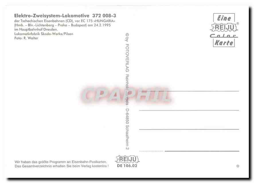 CPM Locomotive 372 008 3  — Verso