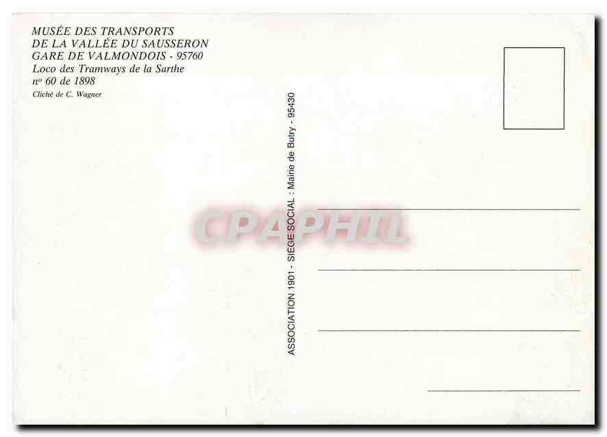 CPM Gare de Valmondois Loco des tramways de la Sarthe n 60 de 1898  — Verso