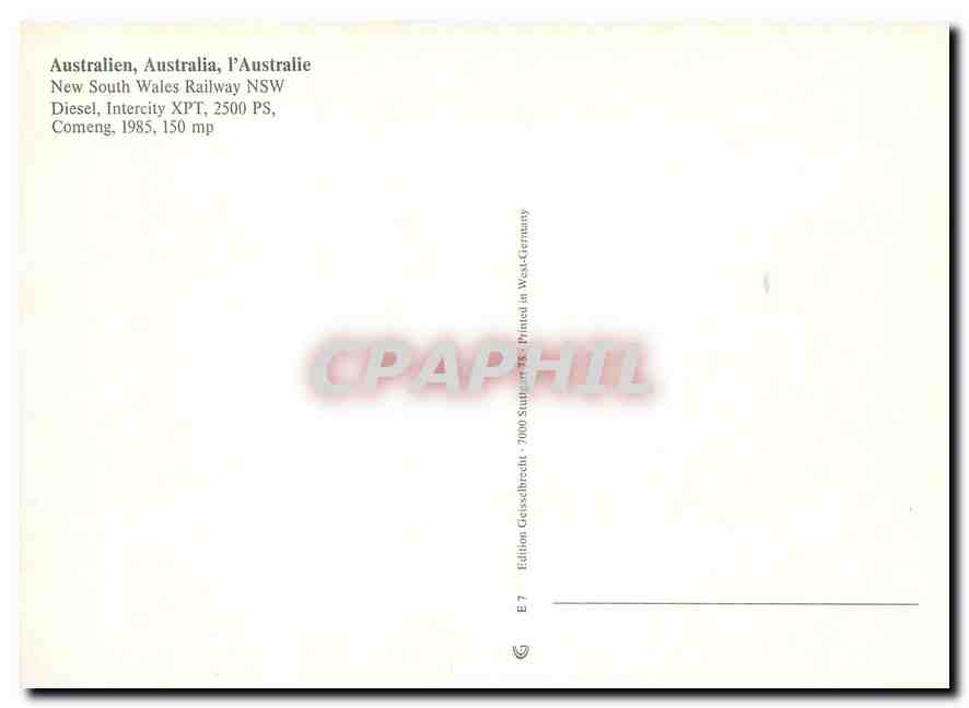 CPM Australien New South Wales Railways Diesel Intercity XPT  — Verso