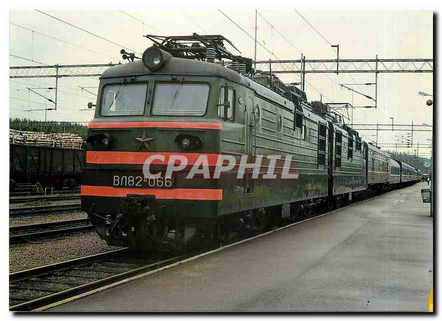 CPM Locomotive WL 82 M 066 heading express train LeningradHelsinki at Vainikkala station 