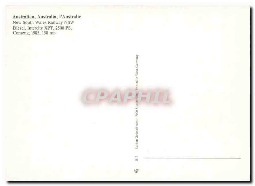 CPM Diesel Intercity XPT New South Wales Railway  — Verso