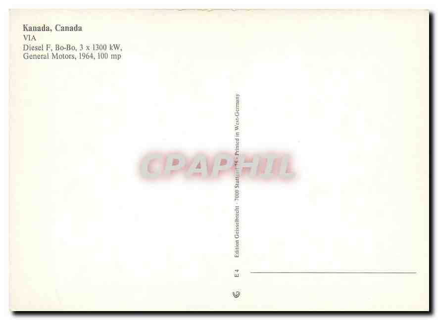 CPM Diesel F Bo Bo VIA Canada  — Verso
