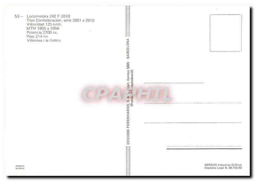 CPM Locomotora 242 F 2010  — Verso