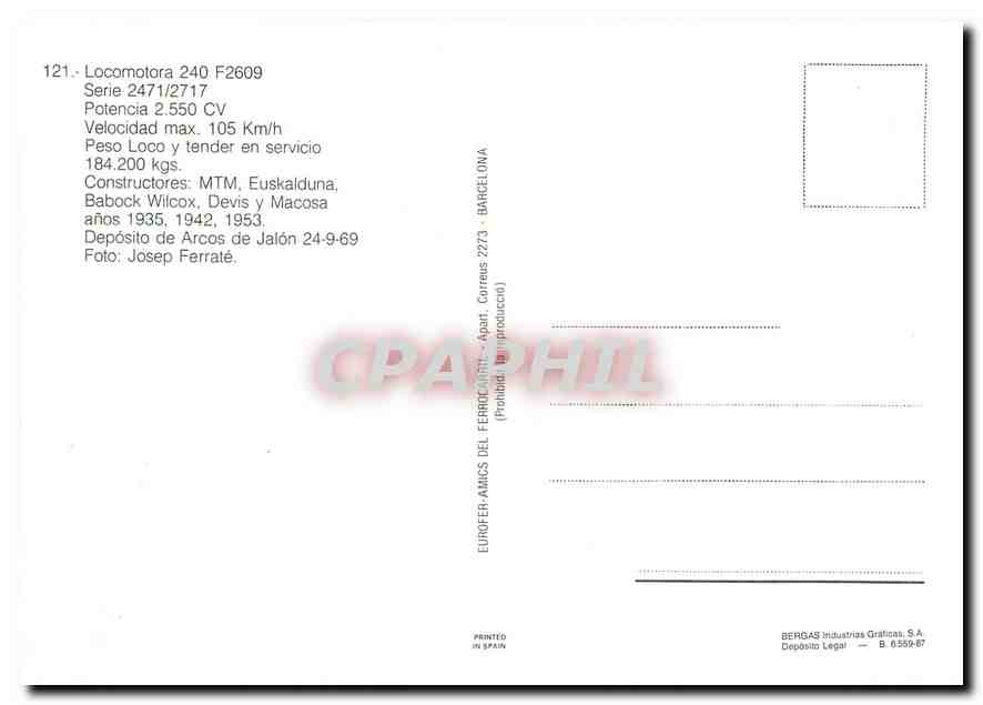 CPM Locomotora 240 F2609  — Verso