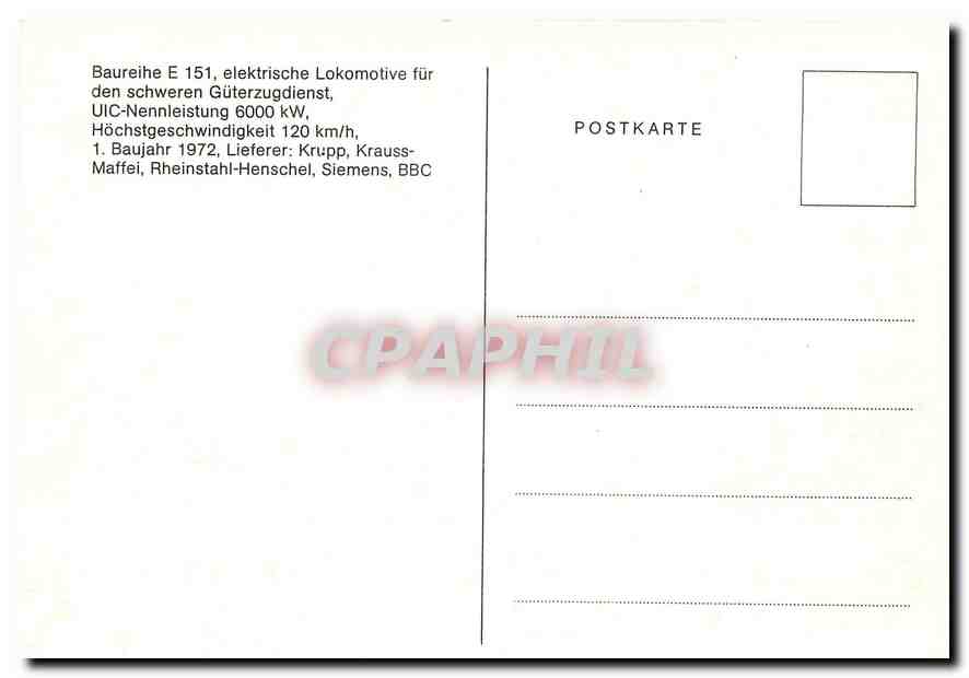 CPM Baureihe E 151 elektrische Lokomotive fur den schweren Guterzugdienst  — Verso