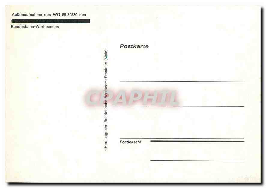 CPM Aussenaufnahme des WG 89 80530 des Bundesbahn Werbeamtes  — Verso