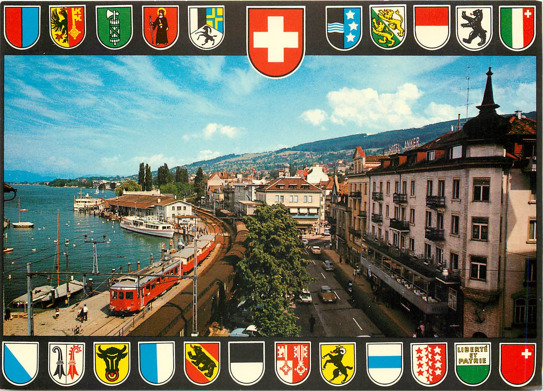 CPM Rorschach am Bodensee Schweiz Hafenbahnhof mit Hotel Anker 
