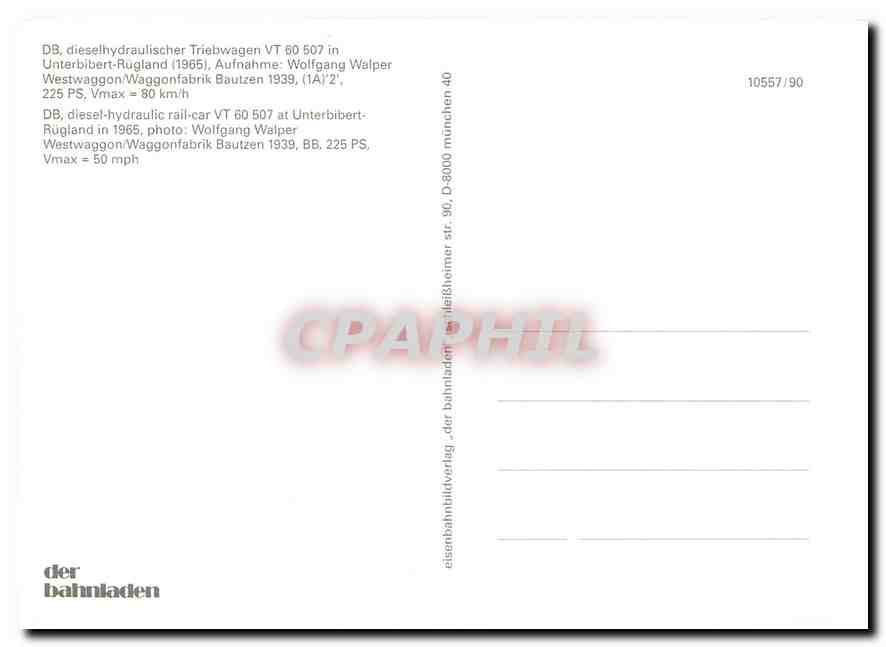 CPM Diesel hydraulic rail car VT 60 507 at Unterbibert Rugland  — Verso