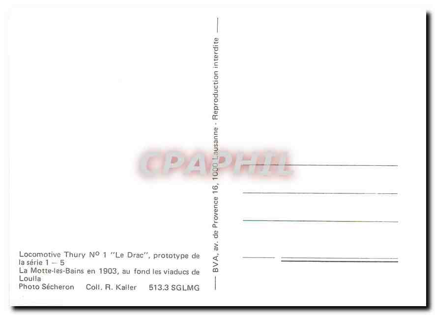 CPM Locomotive Thury N 1 Le Drac prototype de la serie 1 5  — Verso