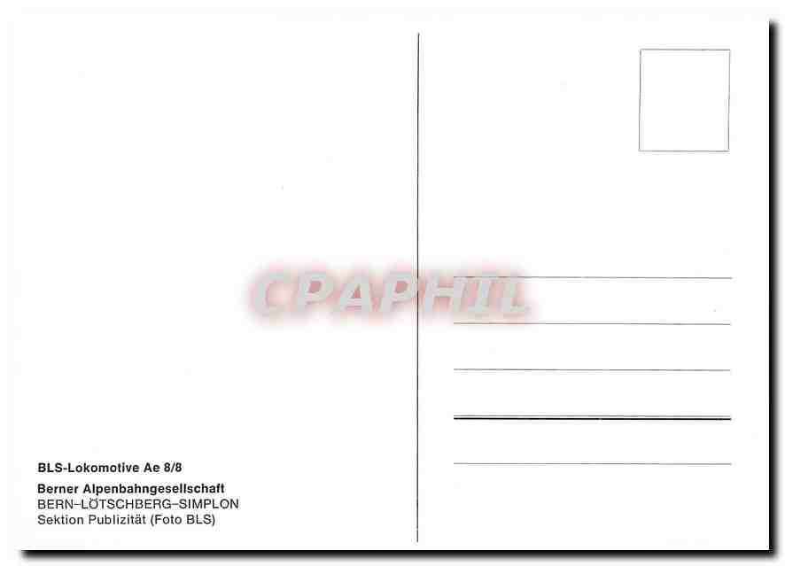 CPM BLS Locomotive Ae 8 8 Bern Lotschberg Simplon  — Verso