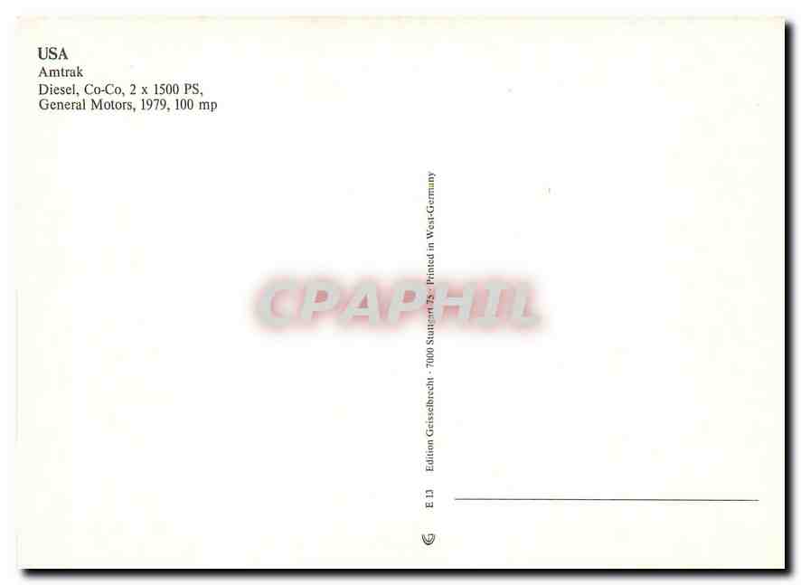 CPM USA Amtrak Diesel CoCo  — Verso