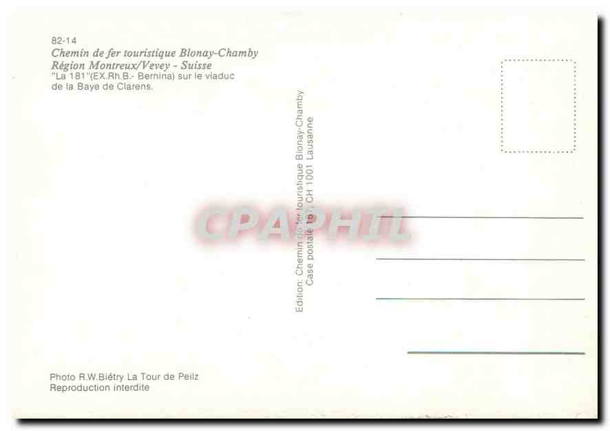 CPM Blonay Chamby Region Montreux Vevey Suisse La 181  — Verso