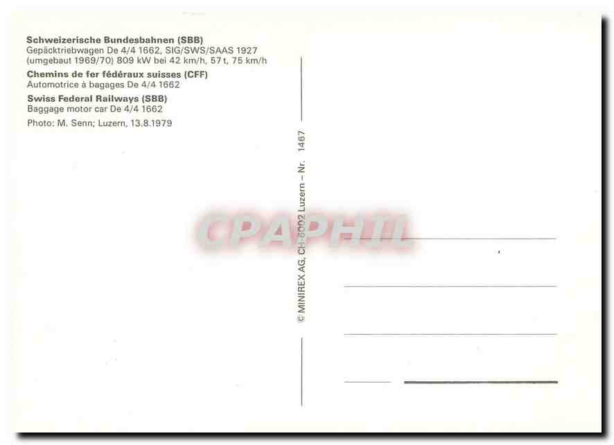 CPM Baggage motor car De 4 4 1662  — Verso